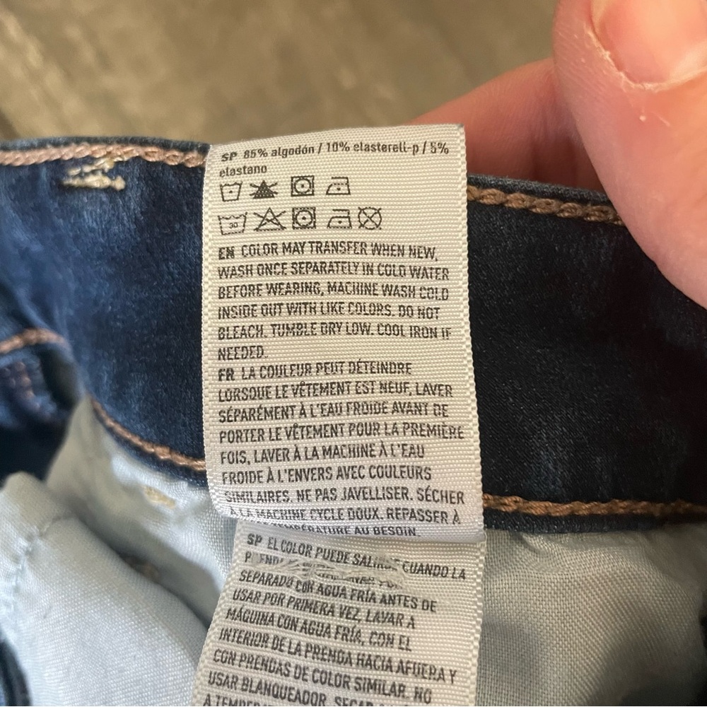 American Eagle Dark Wash Solid Blue Distressed Hi… - image 8